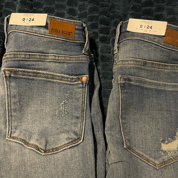 Judy Blue Denim - Judy Blue Size 0/24 New with Tags 2 pairs. Distressed. Boyfriend and Skinny